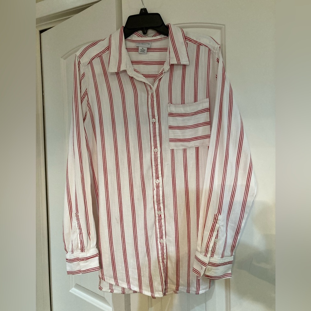 Liz Claiborne Red and White Striped Blouse